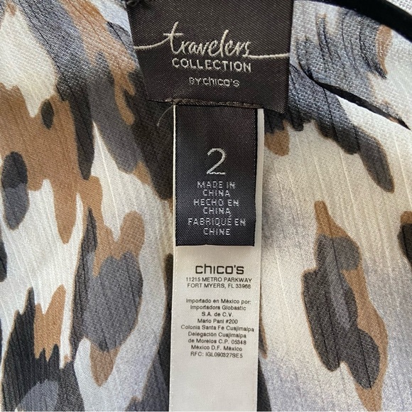 Chico's Travelers Sheer Long Cardigan Duster Size L Animal Print Lightweight - Picture 9 of 12